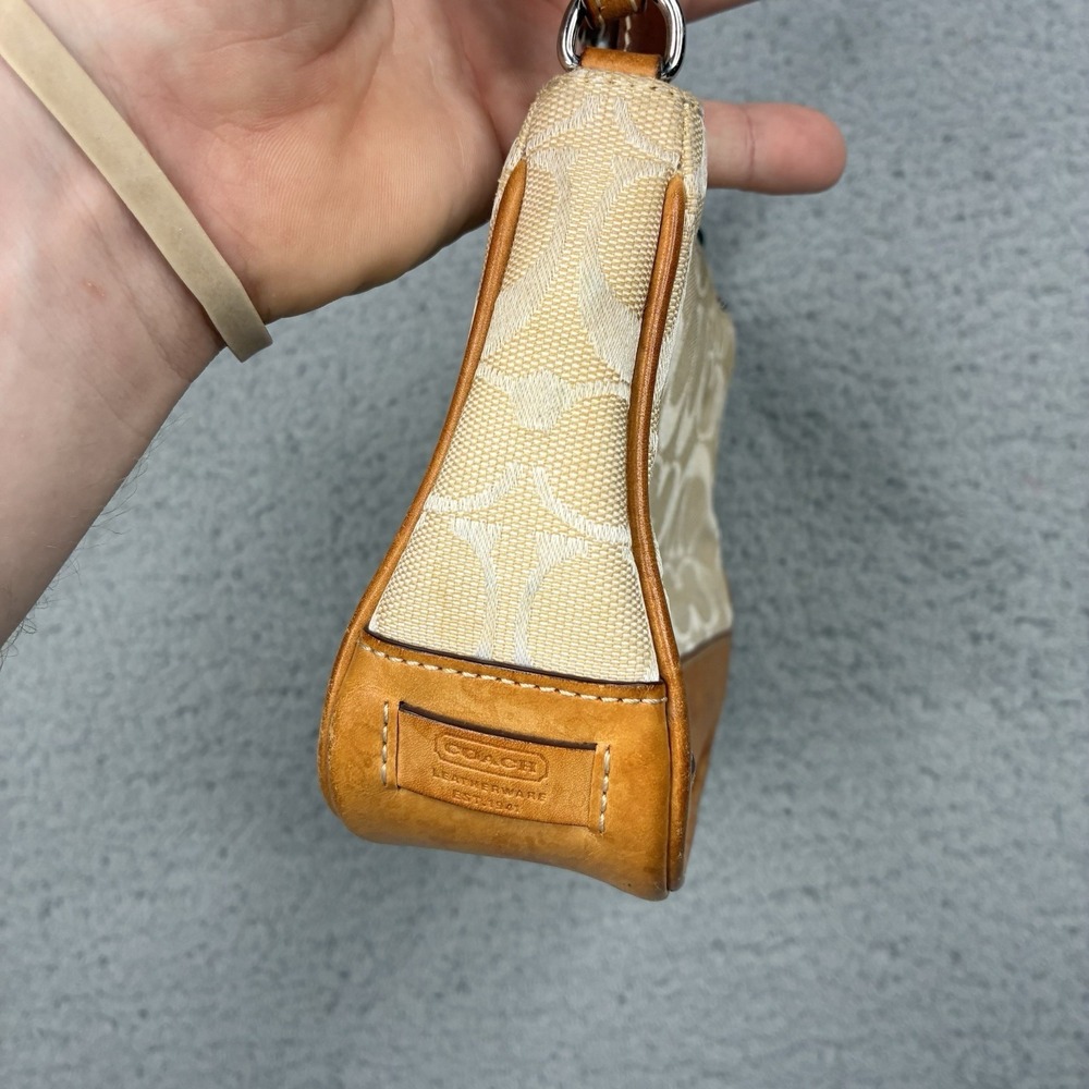 Vintage Coach 6094 Signature Demi Mini Bag Beige Brown Canvas Leather Purse - Picture 4 of 15
